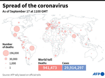 新型コロナウイルス、現在の感染者・死者数（17日午後8時時点） 死者94.1万人に