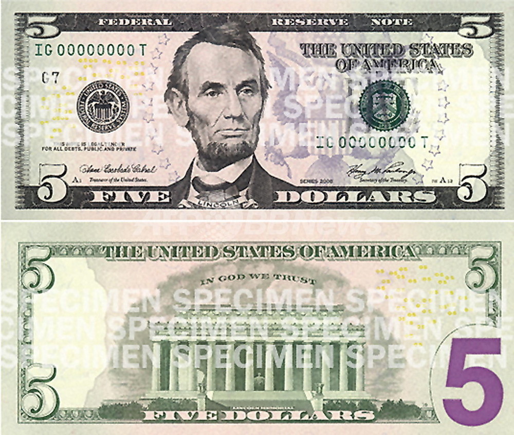 米国で新5ドル札発行、1枚目使用はリンカーン別荘で 写真1枚 国際ニュース：AFPBB News