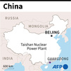 中国・広東省の台山原子力発電所の位置を示した地図（2021年6月14日作成）。(c)STAFF / AFP