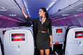米「バナナ・リパブリック（Banana Republic）」とコラボレーションしたヴァージン・アメリカ（Virgin America）の新ユニフォーム。(c)Relaxnews/Virgin America