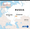 ロシアのタタルスタン共和国の位置を示した図。(c)AFP