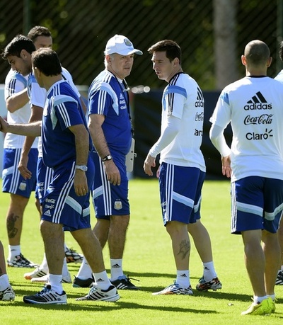 キャンプ地で練習を行うアルゼンチン代表