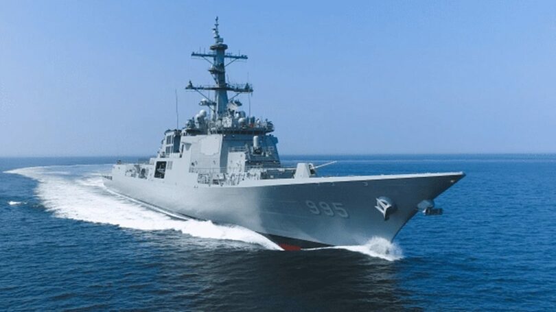 HD現代重工業が建造し海軍に引き渡した次世代イージス駆逐艦（KDX-III Batch-II）1番艦「正祖大王艦」の試運転＝HD現代重工業(c)KOREA WAVE