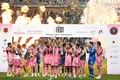 サッカー親善試合、香港選抜対インテル・マイアミ。勝利を喜ぶインテル・マイアミの選手（2024年2月4日撮影）。(c)Peter PARKS / AFP