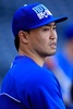 ワールドシリーズに向けて本拠地カウフマン・スタジアム（Kauffman Stadium）で公開練習に臨むカンザスシティ・ロイヤルズ（Kansas City Royals）の青木宣親（Norichika Aoki、2014年10月20日撮影）(c)AFP/Getty Images/Jamie Squire