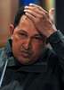ベネズエラ・カラカス（Caracas）の大統領宮殿で記者会見を行う、同国のウゴ・チャベス（Hugo Chavez）大統領（2008年11月24日撮影）。(c)AFP/Juan BARRETO