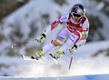 2014-15アルペンスキーW杯、女子スーパー大回転第2戦。試技に臨むリンゼイ・ボン（Lindsey Vonn、2014年12月21日撮影）。(c)AFP/PHILIPPE DESMAZES