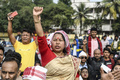 インド・アッサム州グワハティで市民権改正法案（CAB）に抗議する人々（2019年12月13日撮影）。(c)Sajjad  HUSSAIN / AFP