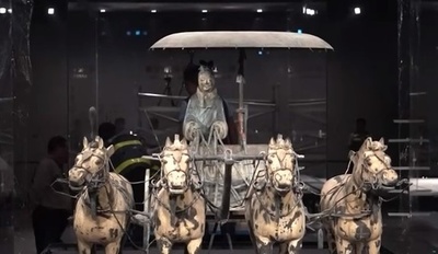 秦始皇帝陵の銅車馬 銅車馬博物館に引っ越し