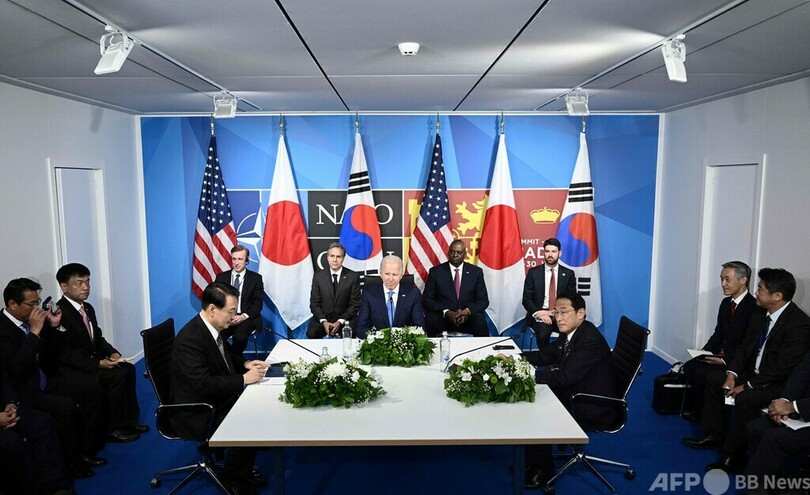米、日韓防衛の関与「揺るぎない」と強調 3か国首脳会談で