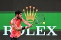 男子テニス、上海マスターズ、シングルス2回戦。リターンを打つカルロス・アルカラス（2024年10月5日撮影）。(c)Hector RETAMAL / AFP