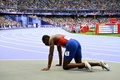 パリ五輪、陸上男子200メートル決勝。レースを終えた米国のノア・ライルズ（2024年8月8日撮影）。(c)Jewel SAMAD / AFP