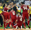 アジアカップ（Asian Cup）グループ、1次リーグB組日本対ヨルダン戦。先制ゴールを決め喜ぶヨルダンの選手たち（2011年1月9日撮影）。(c)AFP/MANAN VATSYAYANA