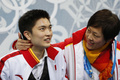 ソチ冬季五輪、フィギュアスケート男子シングル・フリースケーティング（FS）。キス・アンド・クライで待機する閻涵（Yan Han、ハン・ヤン、2014年2月14日撮影）。(c)AFP/ADRIAN DENNIS