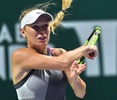 女子テニス、WTAツアー選手権最終日。リターンを打つキャロライン・ウォズニアッキ（2017年10月29日撮影）。(c)AFP/Roslan RAHMAN