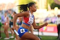 第18回世界陸上オレゴン大会、混合4×400メートルリレー決勝。レースに臨む米国のアリソン・フェリックス（2022年7月15日撮影）。(c)Hannah Peters/Getty Images for World Athletics/AFP