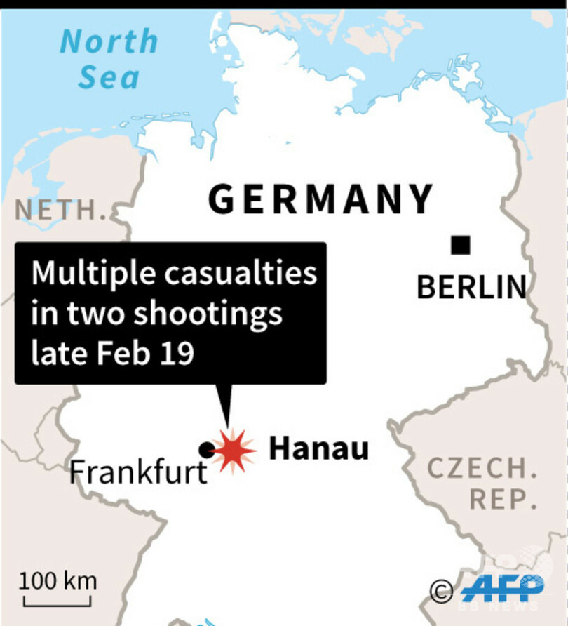 ドイツ西部で銃撃、9人死亡 人種差別が動機か