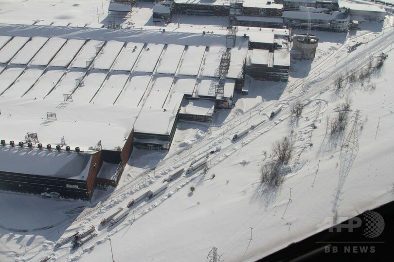 米北東部で大雪、航空写真公開