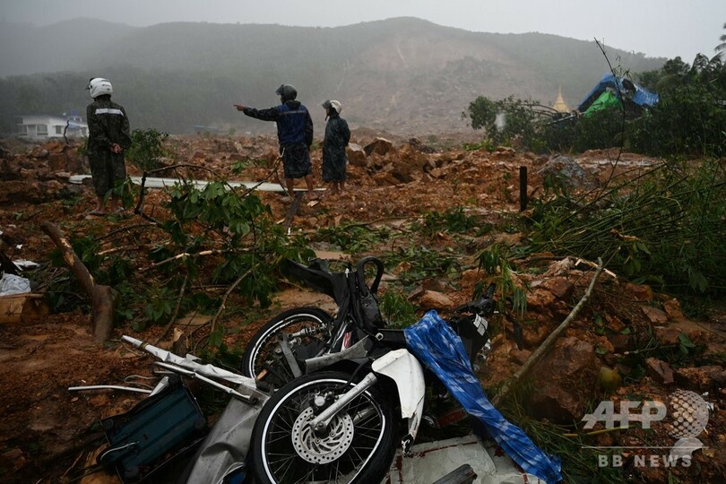 ミャンマーで地滑り、34人死亡 80人超が行方不明の可能性
