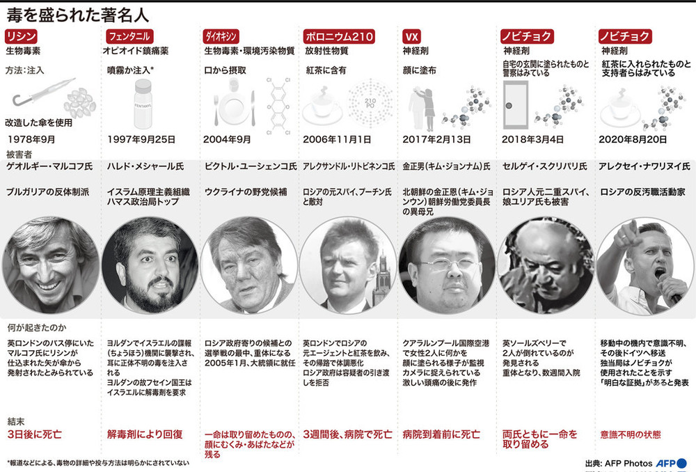 図解 元スパイや反体制派 金正男氏も 毒を盛られた著名人 写真9枚 国際ニュース Afpbb News