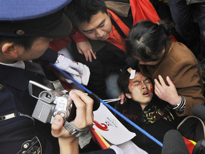 長野聖火リレーで妨害行為