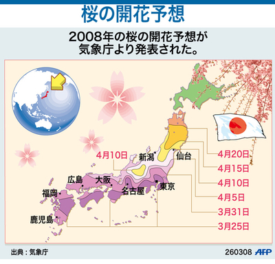 【図解】2008年桜の開花予想