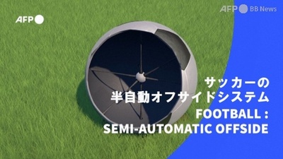字幕:ビデオグラフィック「サッカーの半自動オフサイドシステム」