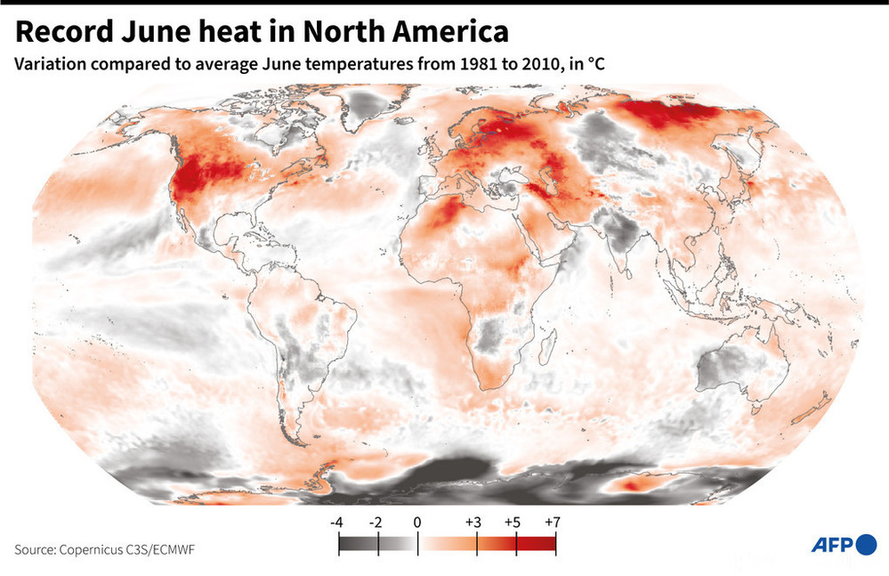 先月の北米、観測史上最も暑い6月に