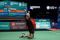 バドミントン、マレーシア・オープン、男子シングルス決勝。勝利を喜ぶヴィクター・アクセルセン（2023年1月15日撮影）。(c)MOHD RASFAN / AFP