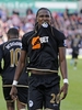 10-11イングランド・プレミアリーグ、ストーク・シティ（Stoke City）対ウィガン（Wigan Athletic）。決勝点を決め喜ぶウィガンのウーゴ・ロダジェガ（Hugo Rodallega、2011年5月22日撮影）。(c)AFP/IAN KINGTON