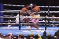 ボクシング、ヘビー級10回戦。フランシス・ガヌー（右）と対戦するアンソニー・ジョシュア（2024年3月9日撮影）。(c)Fayez NURELDINE / AFP