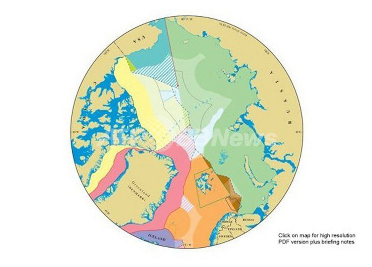 領有権争いの北極圏、境界線入りの地図を作成 英ダラム大学 領有権争いの北極圏、境界線入りの地図を作成 英ダラム大学