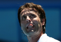 試合に臨むファブリス・サントロ。(c)AFP/Torsten BLACKWOOD