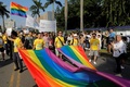台北で行われた性的少数者（LGBT）のパレードの参加者（2018年10月27日撮影）。(c)Daniel Shih / AFP