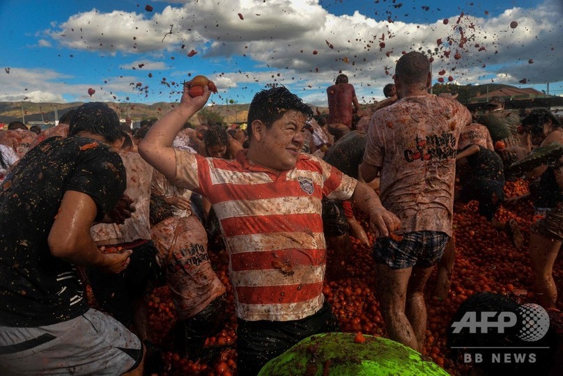 人々の 赤き 戦い コロンビア恒例トマト投げ祭り 写真12枚 国際ニュース Afpbb News