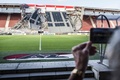 強風により屋根が崩壊したオランダ・エールディビジ、AZアルクマールの本拠地AFASスタディオン（2019年8月10日撮影）。(c)Vincent Jannink / ANP / AFP