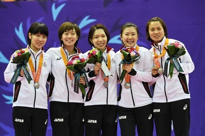 日本、卓球女子団体で銀メダル アジア大会