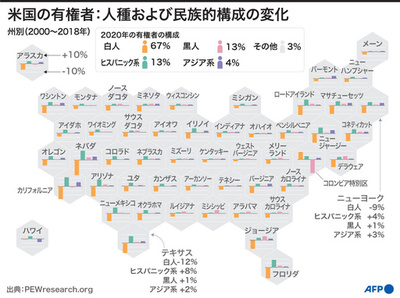 【図解】米国の有権者：人種および民族的構成の変化