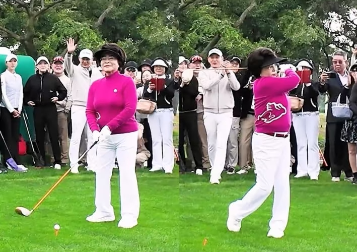 ゴルフに臨むイ・ギリョ氏(c)news1