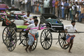 インド西ベンガル（West Bengal）州コルカタ（Kolkata）で人力車（リキシャ）レースが開催され、普段は市民らを乗せて走る車夫ら100人が熱戦を展開した。

　共産党が主導権を握る同州議会は、人力車は非人道的な労働形態であるとして人力車業の廃止を進めているが、現在も多くの人力車がコルカタの街を行き交う（2009年4月19日撮影）。(c)AFP/Deshakalyan CHOWDHURY
