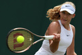 テニス、ウィンブルドン選手権、女子シングルス3回戦。リターンを打つミラ・アンドレーワ（2023年7月9日撮影）。(c)Adrian DENNIS / AFP