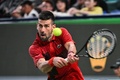 男子テニス、上海オープン、シングルス2回戦。リターンを打つノバク・ジョコビッチ（2024年10月5日撮影）。(c)Hector RETAMAL/ AFP