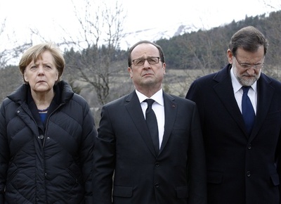 仏独西の3首脳、独機墜落の現場を視察