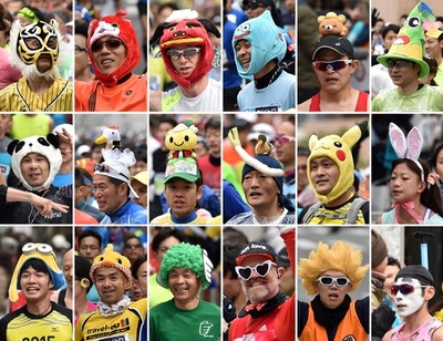 コースを彩る一般ランナーのコスチューム、東京マラソン