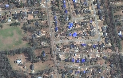 米アラバマ州で竜巻被害、衛星画像が公開