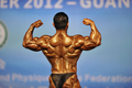 中国南部の広州（Guangzhou）で第46回アジア世界ボディービル選手権（Asian Bodybuilding and Physique Sports Championships）が開催されている。アジア20か国から200人を超す選手が大会に集まった（2012年9月23日撮影）。(c)AFP