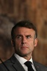 フランスのエマニュエル・マクロン大統領。キプロス・パフォスで（2024年10月11日撮影）。(c)Thomas SAMSON / AFP