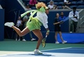 全米オープンテニス、女子シングルス1回戦。試合前のウオーミングアップに臨む大坂なおみ（2024年8月27日撮影）。(c)TIMOTHY A. CLARY / AFP