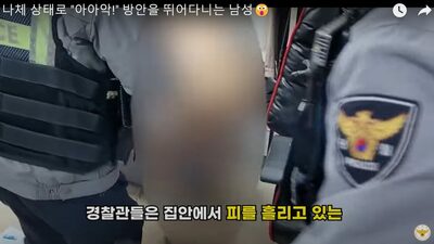 「俺を捕まえてみろ～」血を流しながら走り回った「裸男」…韓国警察庁が公開した映像