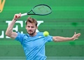 男子テニス、上海マスターズ、シングルス準々決勝。リターンを打つダビド・ゴファン（2024年10月11日撮影）。(c)Hector RETAMAL/ AFP
